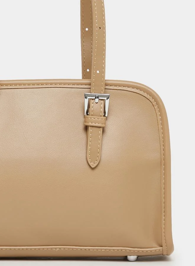 Styli Belted Shoulder Bag with Zip Closure