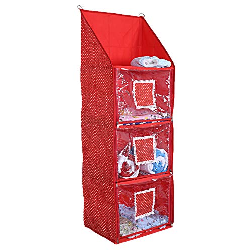 Kuber Industries Cotton Four Cabinet Hanging Baby Almirah (Red)-CTKTC13369 - Image 1