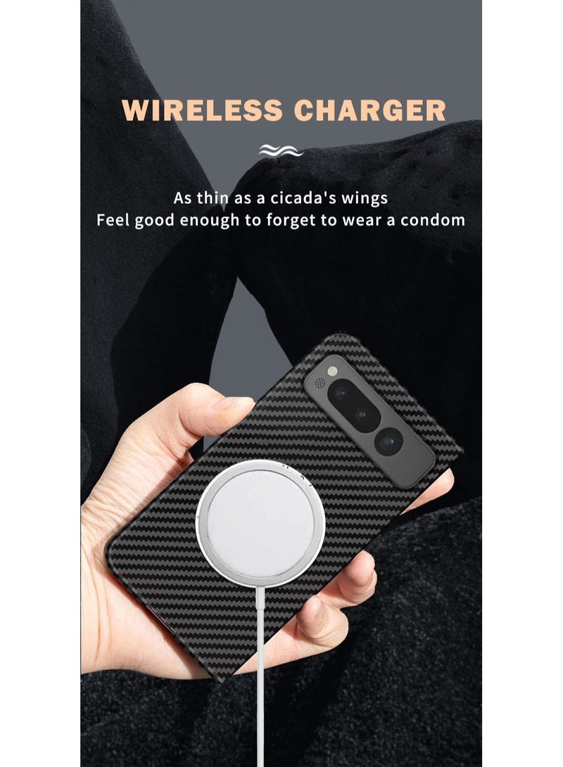 SOLARAE حافظة مغناطيسية لجوجل بيكسل فولد، حافظة من ألياف الأراميد متوافقة مع شحن ماغسيف اللاسلكي، مضادة للخدش، مقاومة للصدمات، حافظة نحيفة وخفيفة لهاتف بيكسل فولد (أزرق، بنفسجي) - Image 2