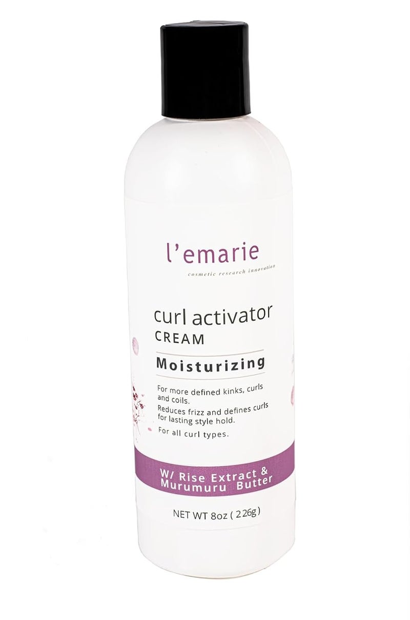 L'emarie Curl Activator Cream for Moisturizing, Defined & Healthy Curls With Rice Extract & Murumuru Seed Butter 8 ounces