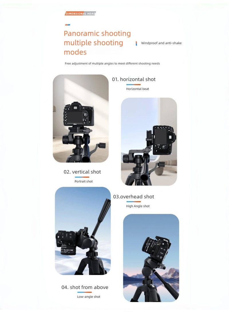 KELIO 64 Inch Aluminum Portable Camera Tripod with Travel Bag Phone Clip Remote 1/4 Inch Screw Compatible with Phone Camera Projector DSLR SLR Lightweight Travel Tripod Stand - Image 5