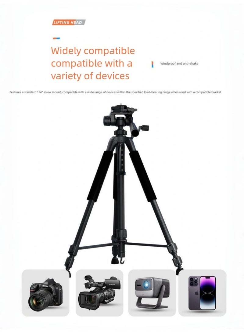 KELIO 64 Inch Aluminum Portable Camera Tripod with Travel Bag Phone Clip Remote 1/4 Inch Screw Compatible with Phone Camera Projector DSLR SLR Lightweight Travel Tripod Stand - Image 3