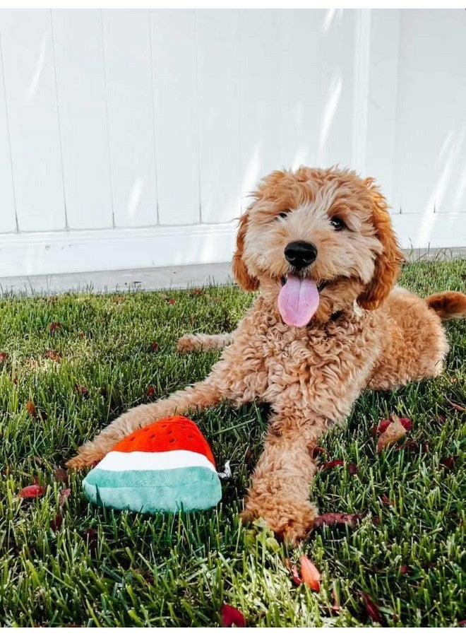 Midlee Smiley Watermelon Squeaker Plush Dog Toy - 5" - Image 4