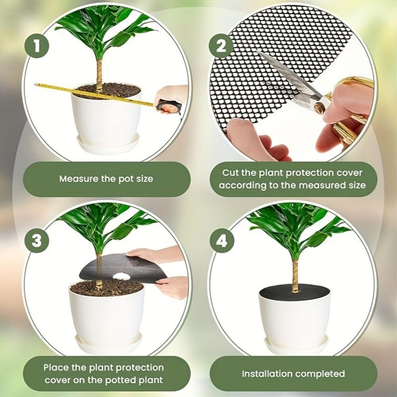 5 Pieces 15.7 Inch Trimmable Plant Pot Mesh Physical Soil Barrier Net For Animal Repelling Indoor Outdoor Use - Image 3