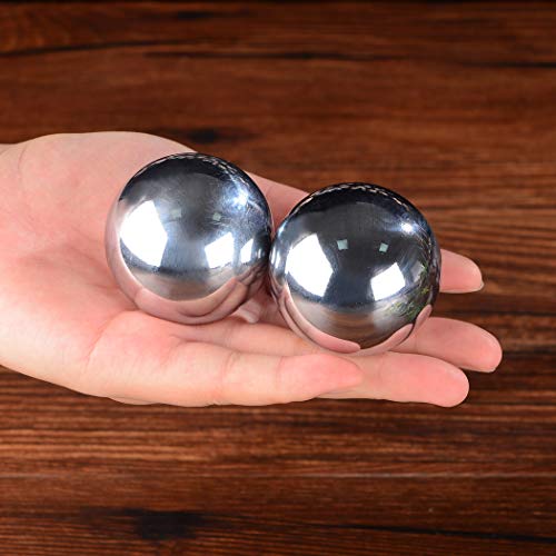 BRABUD 1.9'' A Pair of Baoding Health Balls Chinese Exercise Stress Balls Relieve Stress with Chimes (Silvery) - Image 3