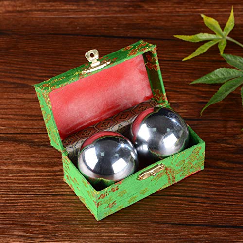 BRABUD 1.9'' A Pair of Baoding Health Balls Chinese Exercise Stress Balls Relieve Stress with Chimes (Silvery) - Image 4