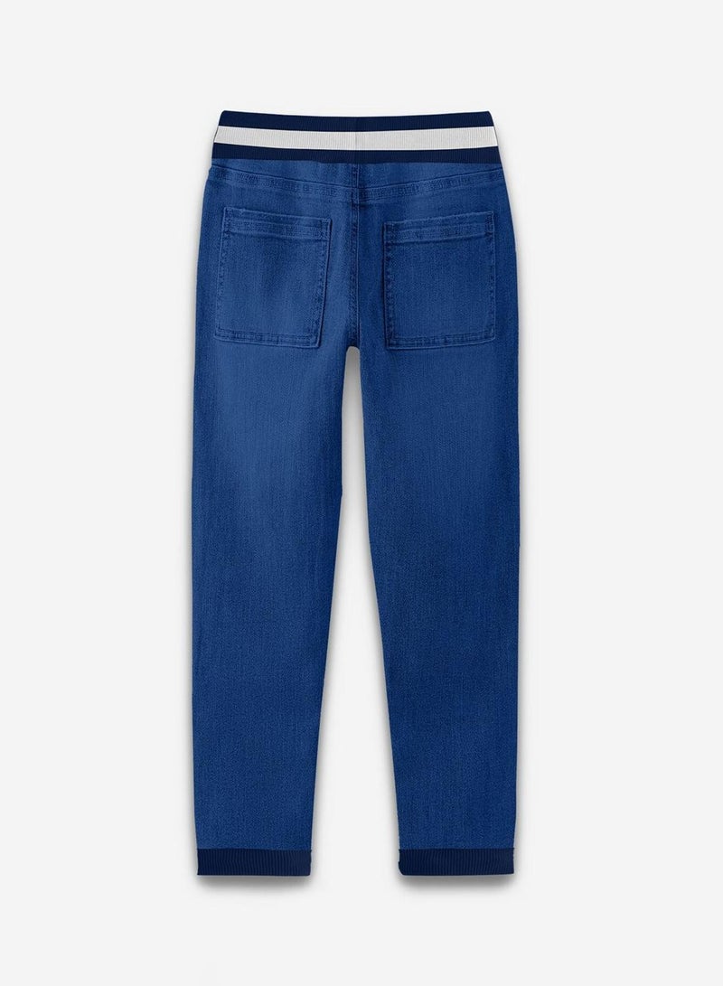 Bonkids Regular Printed Blue Cotton Jeans For Boys Pull On 100 % Cotton  - Image 2