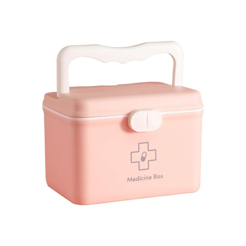 TRADY Medico First Aid Box Plastic Emergency Medicine Box Medical Box Multi Purpose Box Multi Utility Storage with HandleFamily First Aid Kit Double Layers Medicine Organiser Box - Image 1