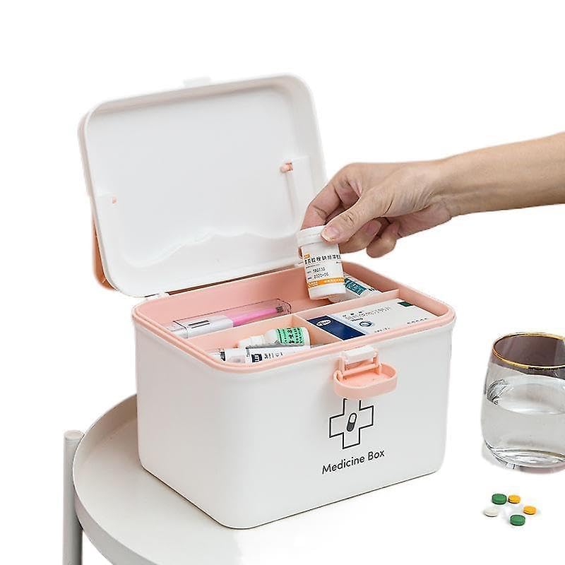 TRADY Medico First Aid Box Plastic Emergency Medicine Box Medical Box Multi Purpose Box Multi Utility Storage with HandleFamily First Aid Kit Double Layers Medicine Organiser Box - Image 3