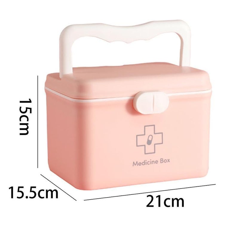TRADY Medico First Aid Box Plastic Emergency Medicine Box Medical Box Multi Purpose Box Multi Utility Storage with HandleFamily First Aid Kit Double Layers Medicine Organiser Box - Image 2