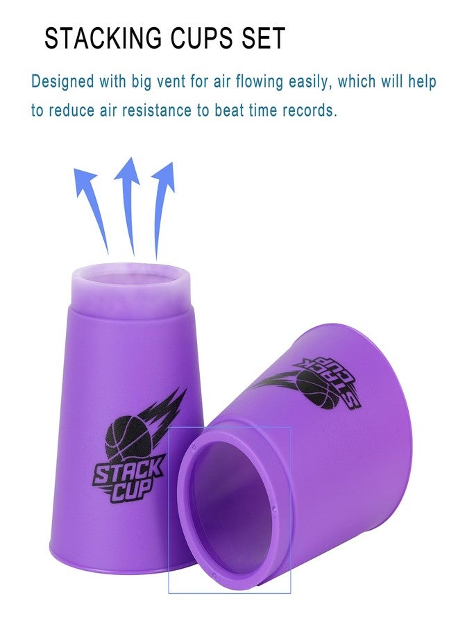 سيسو أكواب سيسو للتكديس السريع، مجموعة أكواب التكديس، ألعاب تدريب التكديس الكلاسيكية، 12 قطعة، مجموعة أكواب تكديس أرجوانية للأولاد والبنات والأطفال - Image 4