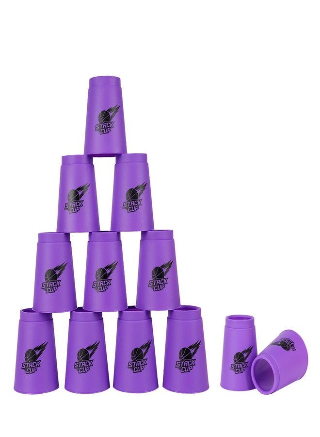 سيسو أكواب سيسو للتكديس السريع، مجموعة أكواب التكديس، ألعاب تدريب التكديس الكلاسيكية، 12 قطعة، مجموعة أكواب تكديس أرجوانية للأولاد والبنات والأطفال - Image 1