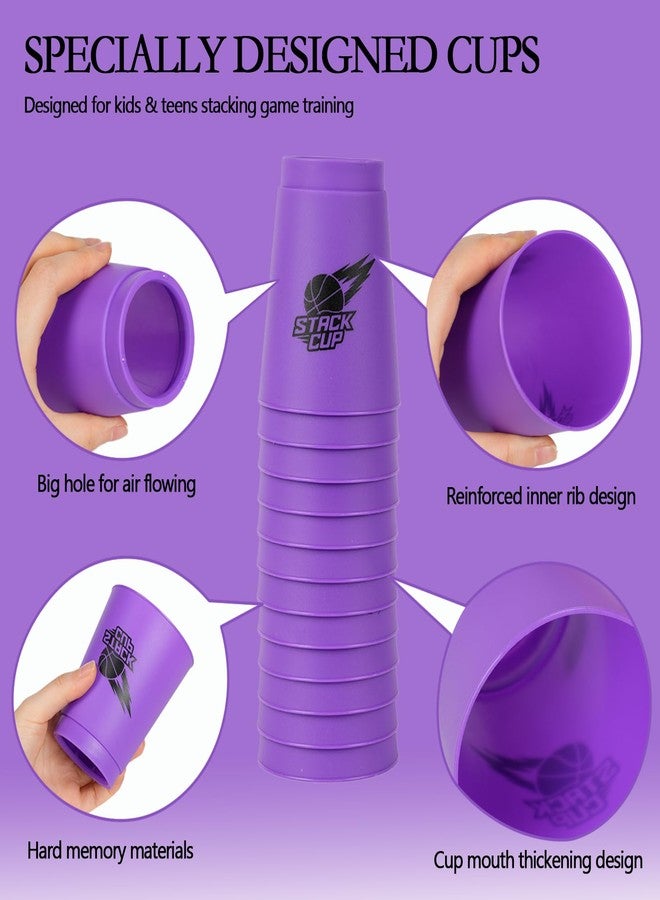 سيسو أكواب سيسو للتكديس السريع، مجموعة أكواب التكديس، ألعاب تدريب التكديس الكلاسيكية، 12 قطعة، مجموعة أكواب تكديس أرجوانية للأولاد والبنات والأطفال - Image 5
