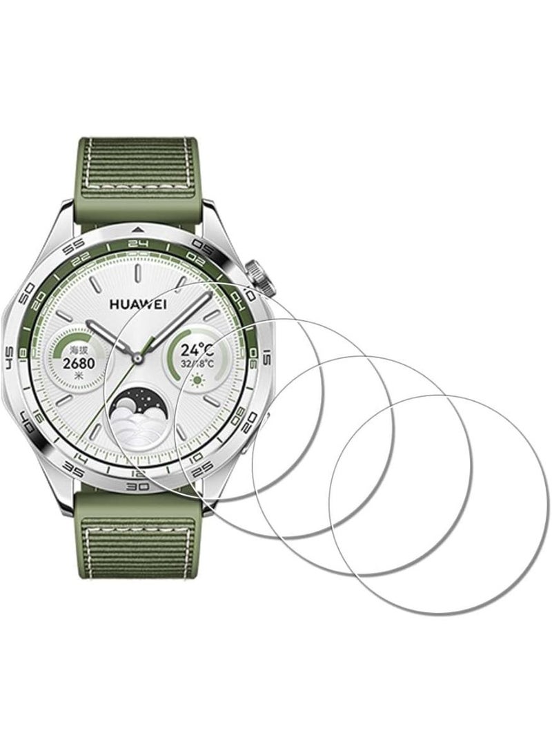 فوميمو 4Pack واقي شاشة ممتاز لساعة هواوي GT 4 مقاس 46 مم، واقي شاشة زجاجي ممتاز لساعة هواوي GT 4 مقاس 46 مم، زجاج مقسّى بغطاء زجاجي أصلي، تركيب سهل للغاية بضغطة واحدة - Image 2