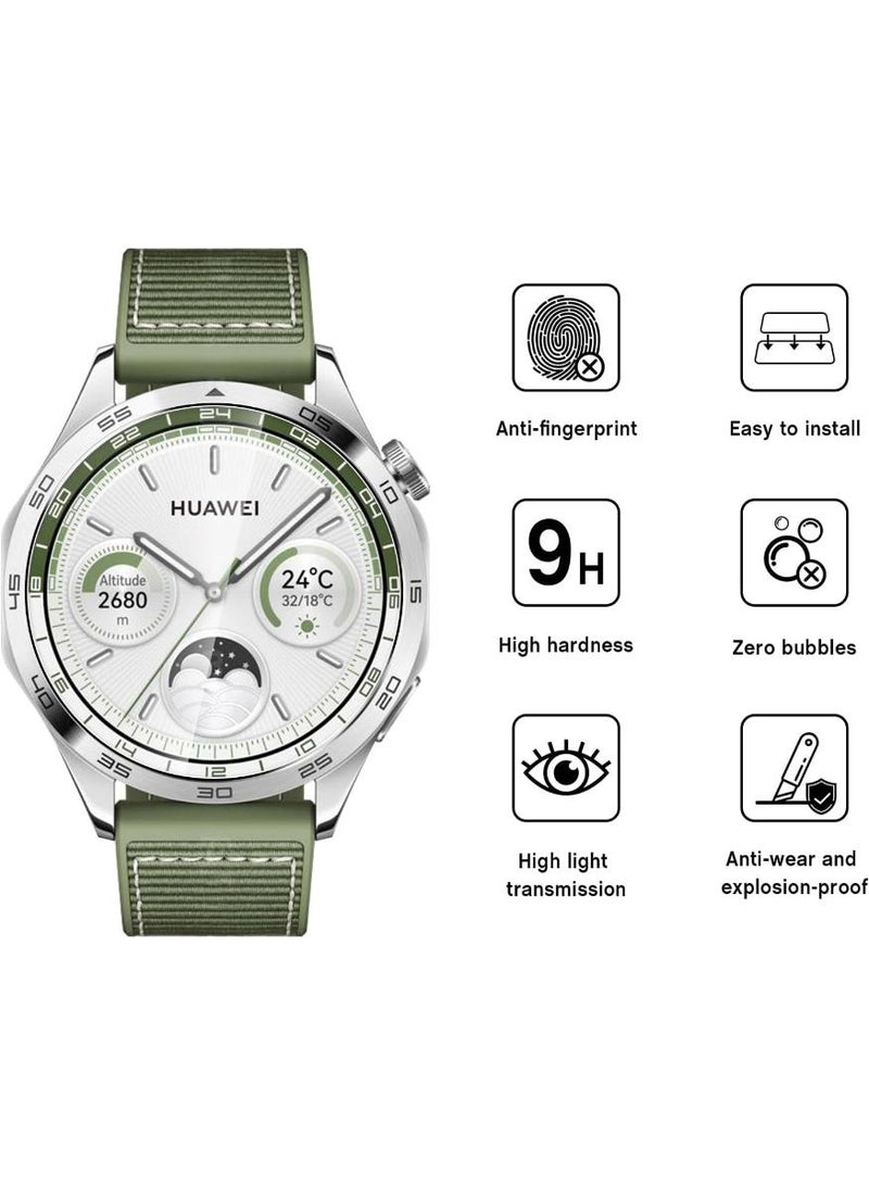 فوميمو 4Pack واقي شاشة ممتاز لساعة هواوي GT 4 مقاس 46 مم، واقي شاشة زجاجي ممتاز لساعة هواوي GT 4 مقاس 46 مم، زجاج مقسّى بغطاء زجاجي أصلي، تركيب سهل للغاية بضغطة واحدة - Image 3