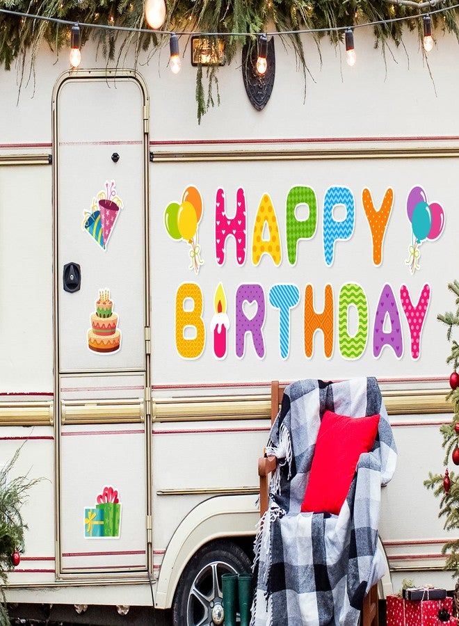 Whaline 18 Pieces Birthday Garage Decoration Magnet Stickers Happy Birthday Magnet Decals Refrigerator Stickers Colorful Birthday Garage Door Decals for Birthday Party Supplies Home Decorations - Image 4