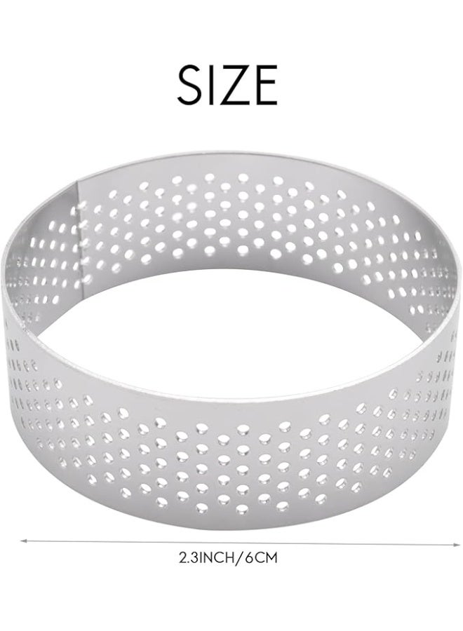 Laiaouay 8 Piece Tart Rings 2.36 inch Stainless Steel Perforated Tart Rings for Baking Pastry Ring Mold Cake Dessert Mousse French Tart Ring, Silver - Image 1