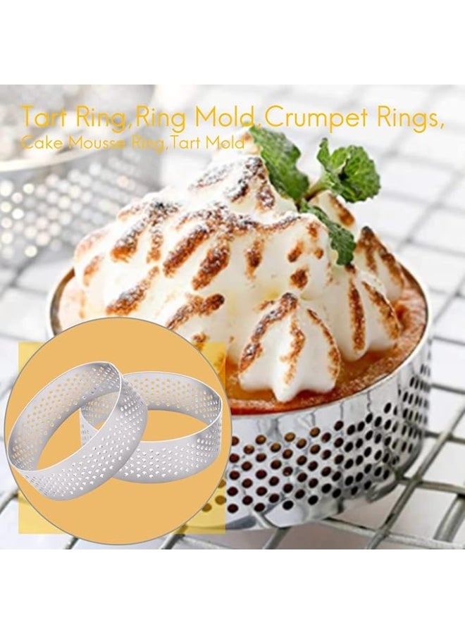 Laiaouay 8 Piece Tart Rings 2.36 inch Stainless Steel Perforated Tart Rings for Baking Pastry Ring Mold Cake Dessert Mousse French Tart Ring, Silver - Image 4