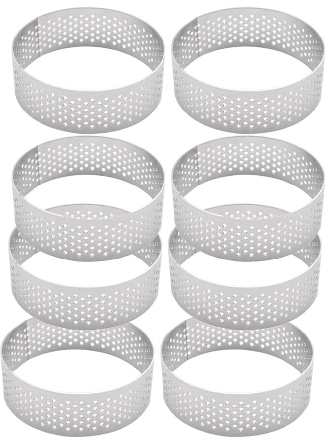 Laiaouay 8 Piece Tart Rings 2.36 inch Stainless Steel Perforated Tart Rings for Baking Pastry Ring Mold Cake Dessert Mousse French Tart Ring, Silver - Image 5