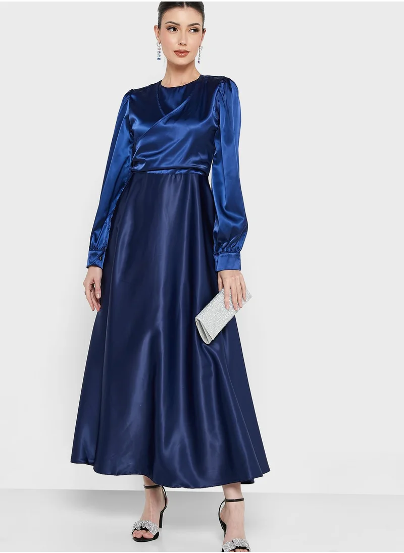Khizana Ruched Detail Satin Dress