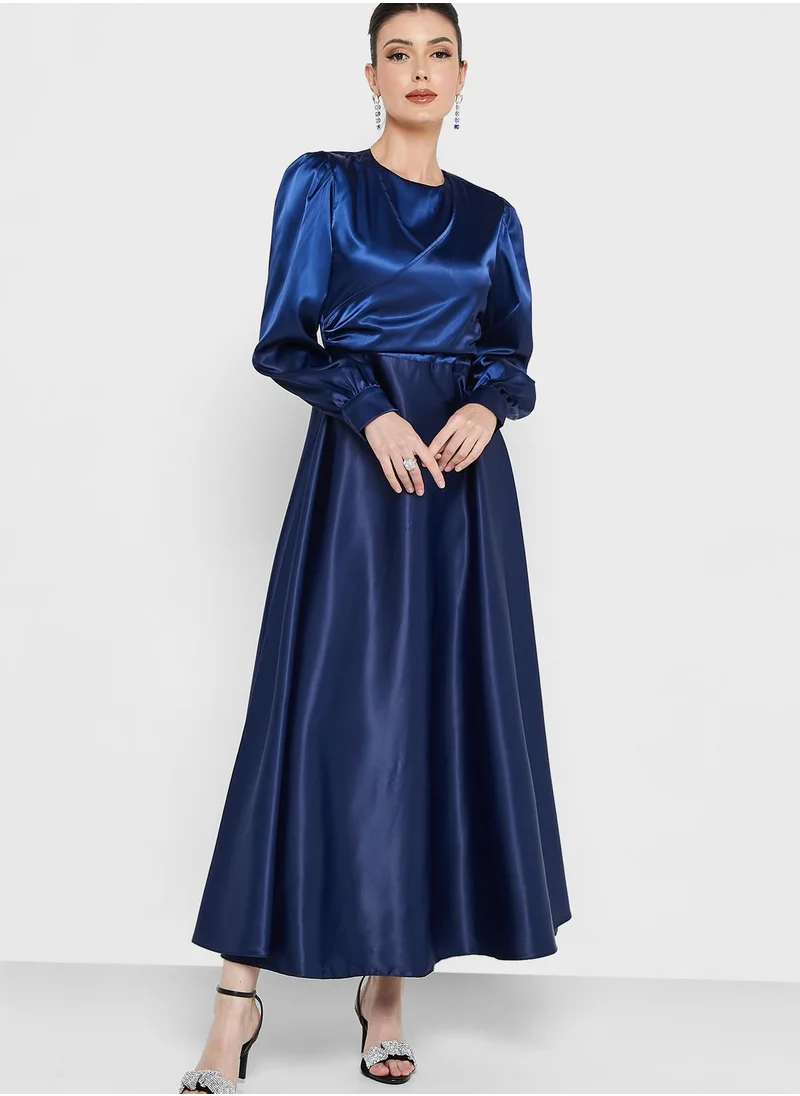 Khizana Ruched Detail Satin Dress
