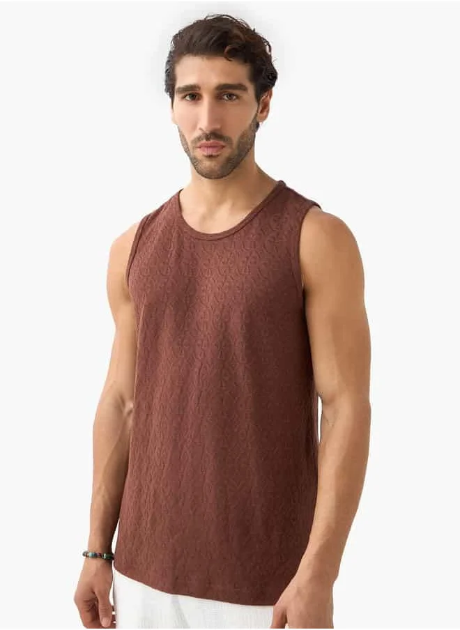 ايكونيك Iconic Textured Sleeveless T-shirt