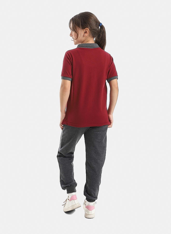 Red Circle Half Sleeve Polo Set & Pants Kids Unisex - Image 5
