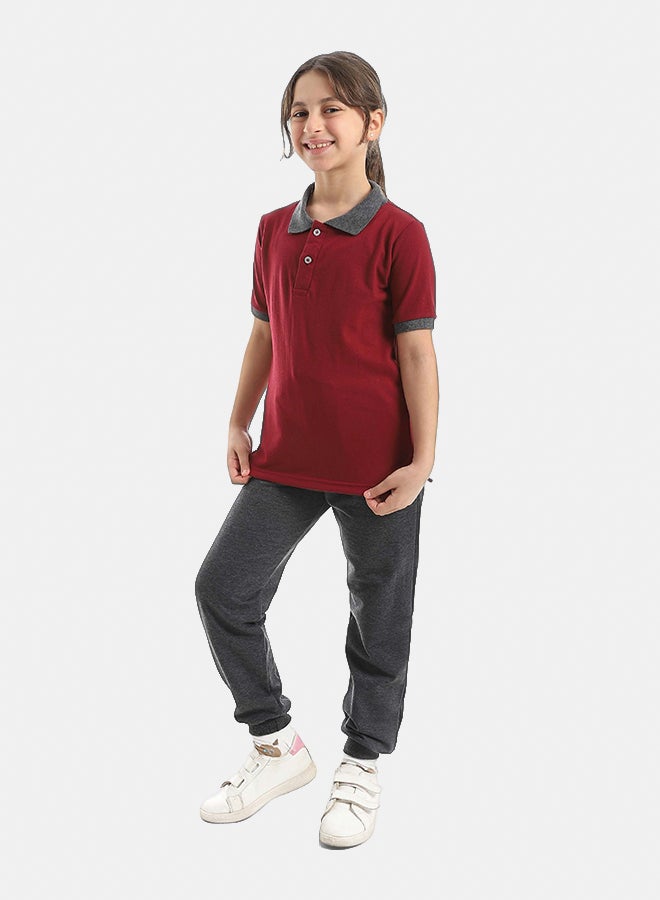 Red Circle Half Sleeve Polo Set & Pants Kids Unisex - Image 3