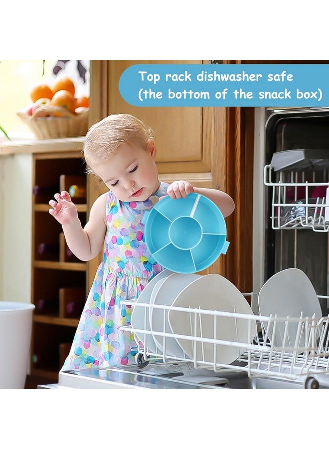 JOOPETALK Kids Snack Spinner - Reusable Snack Container with 5 Compartments & Lid, BPA/PVC-Free, Dishwasher Safe, Perfect for Travel, School Lunches & On-the-Go Snacking, Blue - Image 4