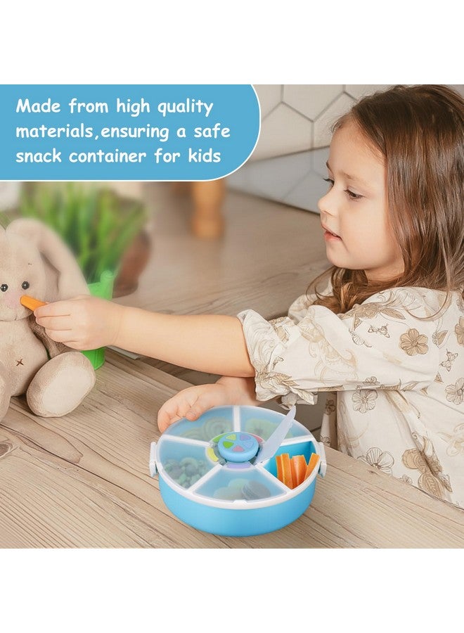 JOOPETALK Kids Snack Spinner - Reusable Snack Container with 5 Compartments & Lid, BPA/PVC-Free, Dishwasher Safe, Perfect for Travel, School Lunches & On-the-Go Snacking, Blue - Image 3