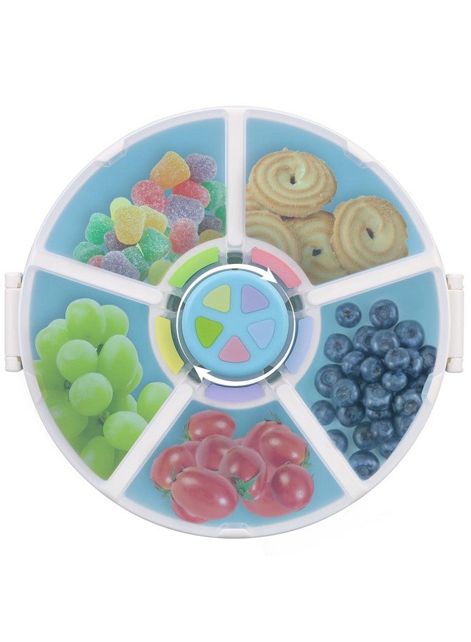 JOOPETALK Kids Snack Spinner - Reusable Snack Container with 5 Compartments & Lid, BPA/PVC-Free, Dishwasher Safe, Perfect for Travel, School Lunches & On-the-Go Snacking, Blue - Image 1