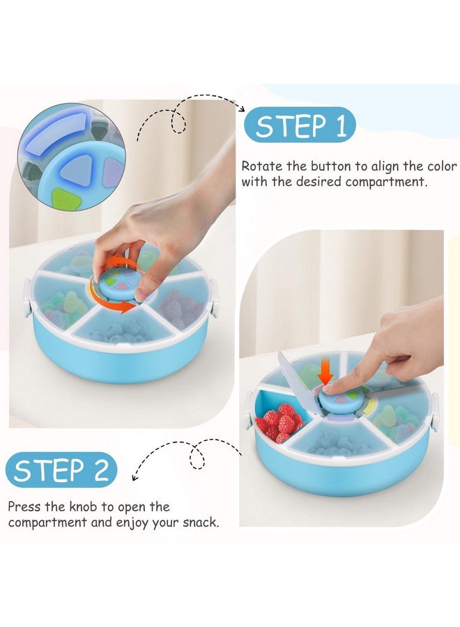 JOOPETALK Kids Snack Spinner - Reusable Snack Container with 5 Compartments & Lid, BPA/PVC-Free, Dishwasher Safe, Perfect for Travel, School Lunches & On-the-Go Snacking, Blue - Image 2