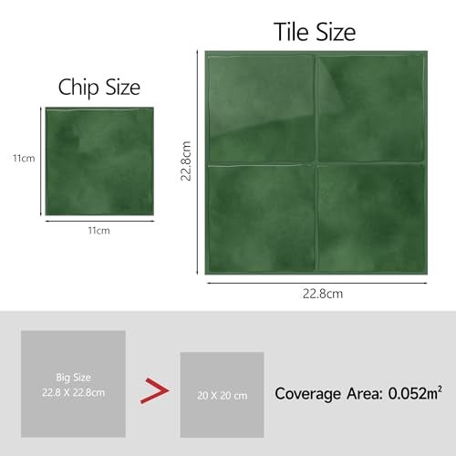 Yoillione Peel and Stick Backsplash for Kitchen: Self Adhesive Wall Tiles for Bathroom - Vinyl Thick Back Splash Tile (10, Square Green) - Image 5