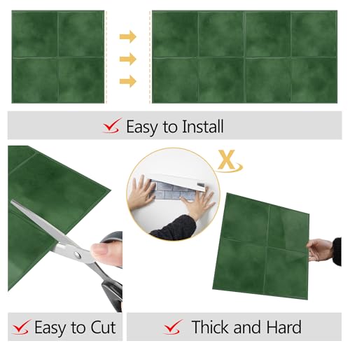 Yoillione Peel and Stick Backsplash for Kitchen: Self Adhesive Wall Tiles for Bathroom - Vinyl Thick Back Splash Tile (10, Square Green) - Image 4