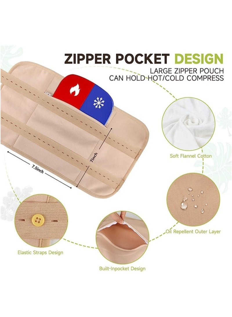 Bukela 2 Castor Oil Wraps, Reusable Organic Castor Oil Wrap Set for Liver Detox, Insomnia, Constipation and Inflammation, Adjustable Elastic Band Bamboo Cotton Machine Washable Spill Resistant (Khaki)  - Image 2