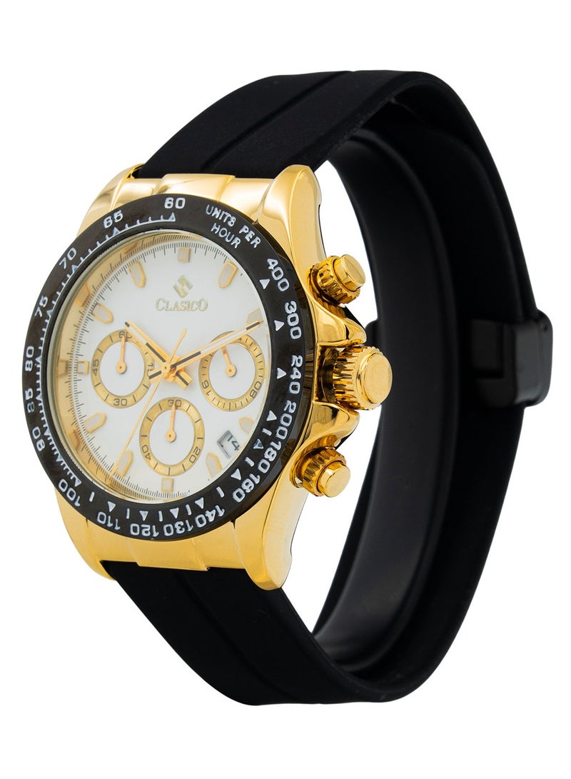Clasico Men's Chronograph Watch – Premium Case, Bold Bezel & Silicone Strap | Premium Japanese Quartz | Waterproof Sports & Luxury Design - Image 3