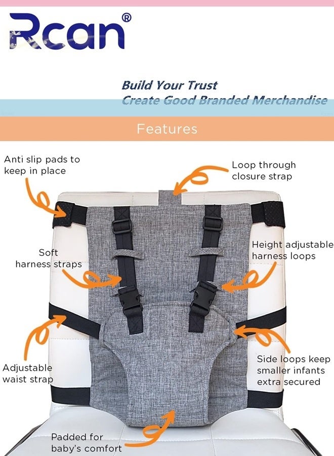 Rcan Portable Baby Cloth High Chair Harness with Straps, Universal Washable Baby Travel Harness Seat with Adjustable Straps Travel Gear for Indoor and Outdoor - Image 3