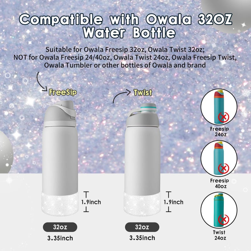 BKBY Protective Glitter Silicone Boot Compatible with Owala 24oz 32oz 40oz, Bling Cup Sleeve Bottom Bumper Cover Compatible with Owala FreeSip, Twist, or Flip Stainless Steel Water Bottles - Image 2