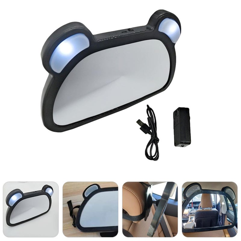 USB Rechargeable Rear View Mirror with LED Light and Remote Control for Backseat Monitoring Car Safety - Image 4