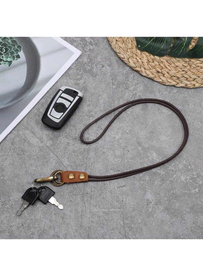 Lnngub Leather Lanyard,Retro Leather Lanyards for ID Badges,Keys(13.8 In Neck Lanyard,Brown) - Image 5