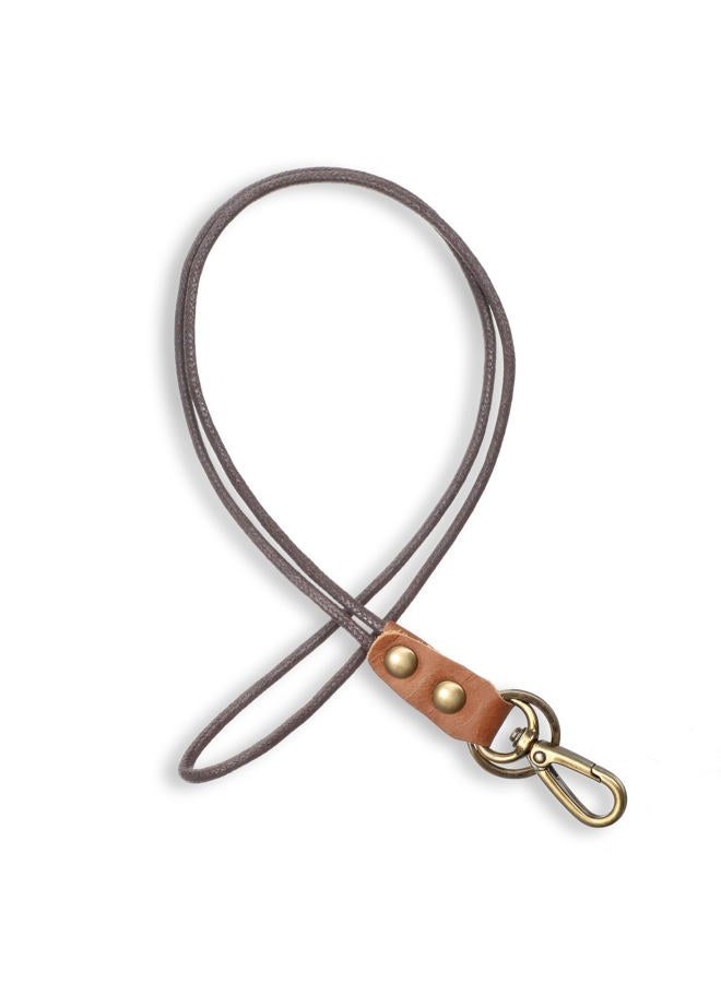 Lnngub Leather Lanyard,Retro Leather Lanyards for ID Badges,Keys(13.8 In Neck Lanyard,Brown) - Image 1