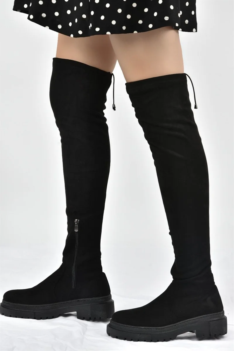 فوكس شوز Black Stretch Notebook Flexible Suede Women's Boots L670125302