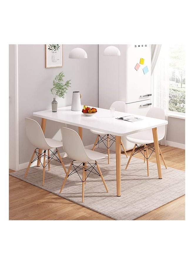 JCB CHIC طاولة شاي مستطيلة متينة، طاولة قهوة منخفضة بسطح أبيض وأرجل خشبية، طاولة طعام بتصميم بسيط ومناسبة للمطبخ والشقق الصغيرة وغرفة الطعام وغرفة المعيشة (120×60×73 سم) - Image 3