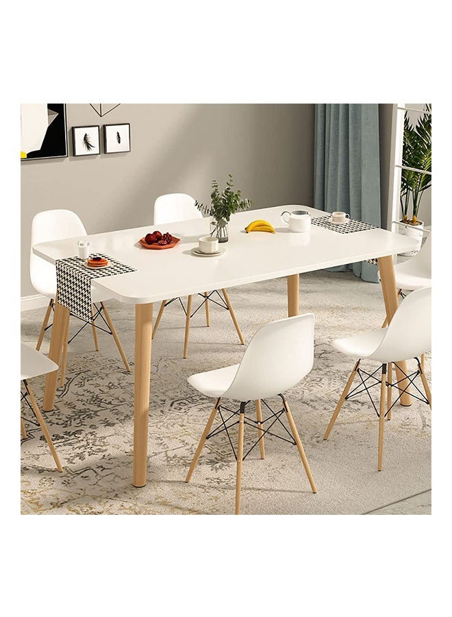 JCB CHIC طاولة شاي مستطيلة متينة، طاولة قهوة منخفضة بسطح أبيض وأرجل خشبية، طاولة طعام بتصميم بسيط ومناسبة للمطبخ والشقق الصغيرة وغرفة الطعام وغرفة المعيشة (120×60×73 سم) - Image 4