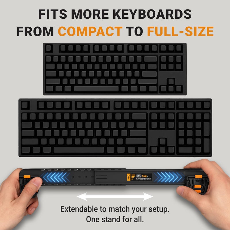 GPG2 حامل لوحة مفاتيح قابل للتعديل ESC Flip PRO (الجيل الثالث) - عرض قابل للتوسيع لتحقيق استقرار 100% على لوحات المفاتيح كاملة الحجم والمضغوطة - قبضة ميكرو-شفط قابلة لإعادة الاستخدام (قابلة للغسل وبدون لاصق) - أرجل قابلة للطي محمولة للكمبيوتر المحمول والكمبيوتر الشخصي - Image 5