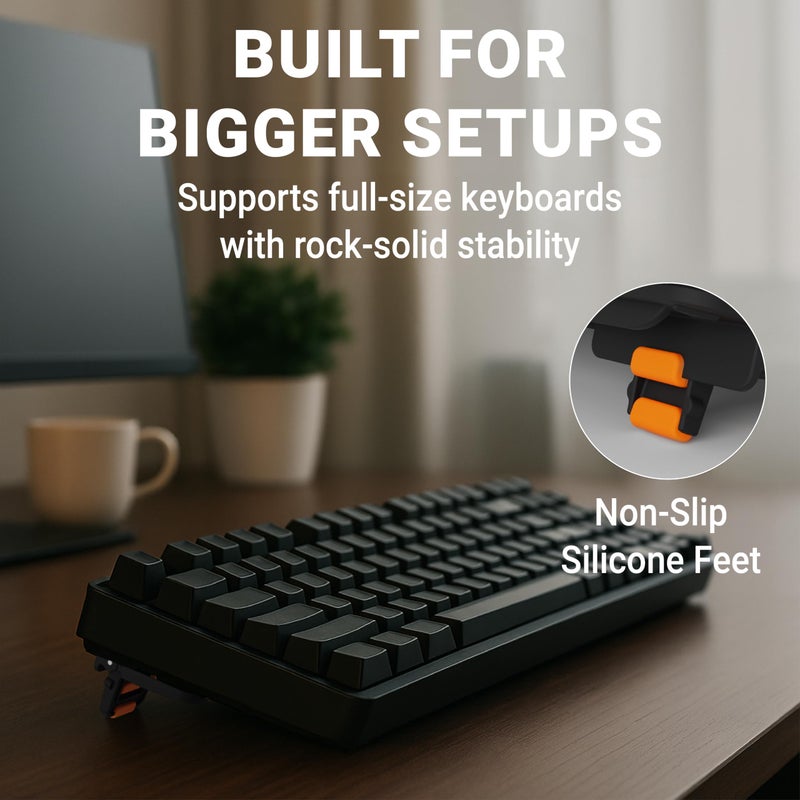 GPG2 حامل لوحة مفاتيح قابل للتعديل ESC Flip PRO (الجيل الثالث) - عرض قابل للتوسيع لتحقيق استقرار 100% على لوحات المفاتيح كاملة الحجم والمضغوطة - قبضة ميكرو-شفط قابلة لإعادة الاستخدام (قابلة للغسل وبدون لاصق) - أرجل قابلة للطي محمولة للكمبيوتر المحمول والكمبيوتر الشخصي - Image 3