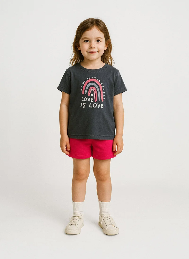 MINOTI Girls Short Sleeve T-Shirt with Glitter Detail