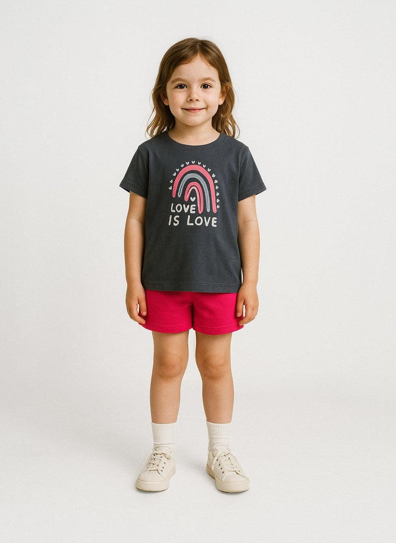 مينوتي تيشيرت بناتي بأكمام قصيرة وتفاصيل لامعة - Image 1