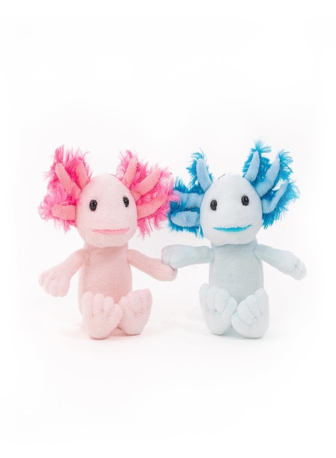 Plushland زوج من سمندل الماء المغناطيسي من Plushland - مجموعة سلاسل مفاتيح قطيفة متشابكة باليد باللونين المرجاني والأزرق المائي، هدية دعم عاطفي علاجي مع تعليقة على شكل قلب، تعليقة حيوان بحري للمرونة 4 بوصات (زوج سمندل الماء العلاجي) - Image 1