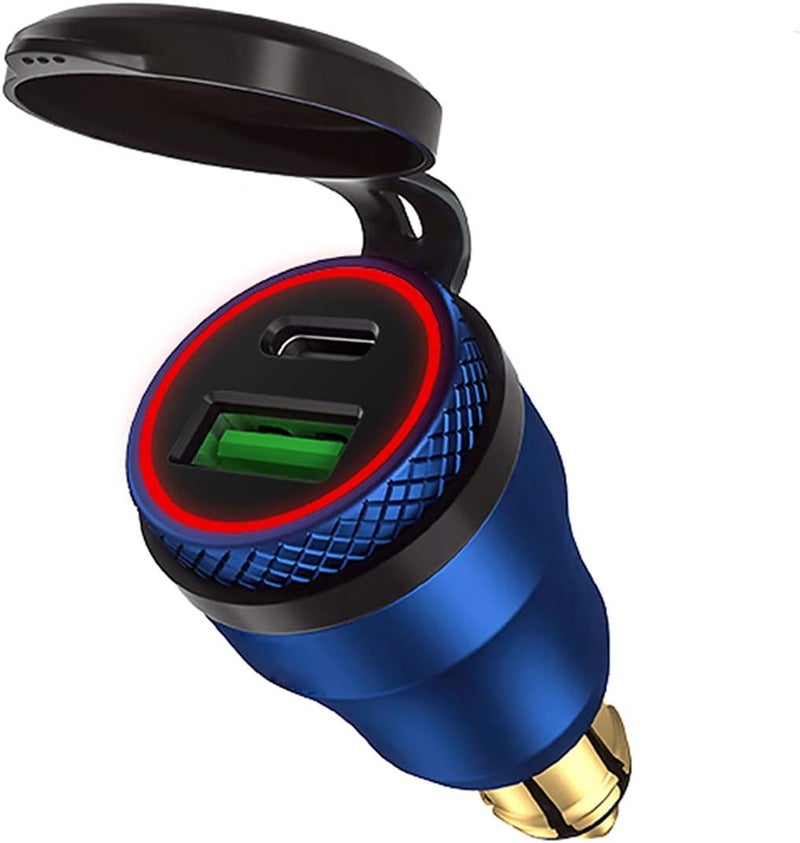 iMESTOU 30W Power Delivery DIN Hella Power Plug Charger with Type C and Quick Charge USB 3.0 for Motorcycles - Image 1